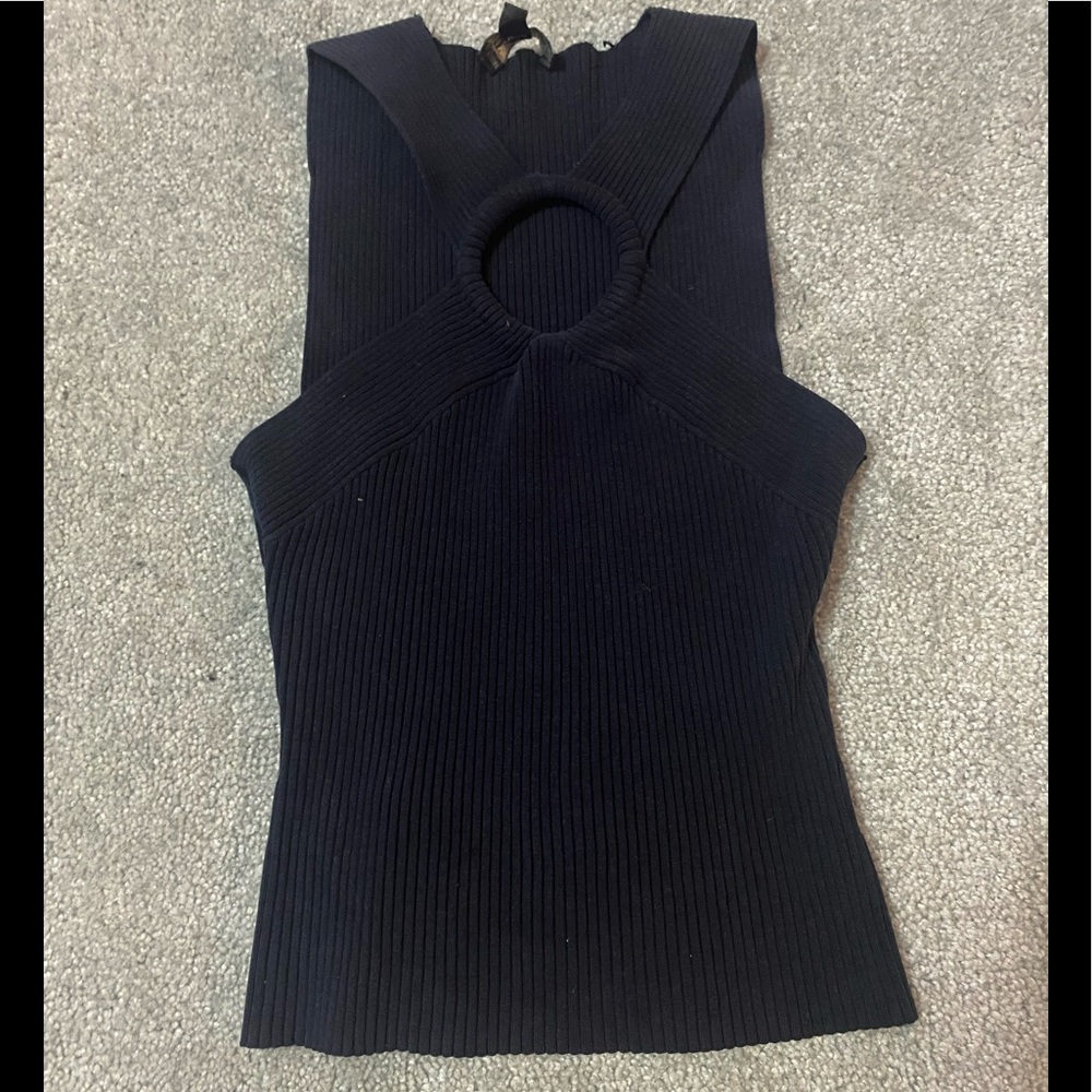 Bebe Juniors Medium Black Top With Ring On Chest